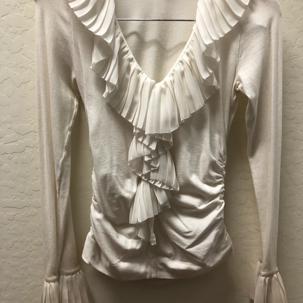 White ruffle top